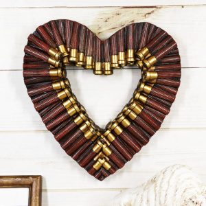 Western Shotgun Ammo Shells Gold Tone Bullets Heart Wall Plaque Decor Accent