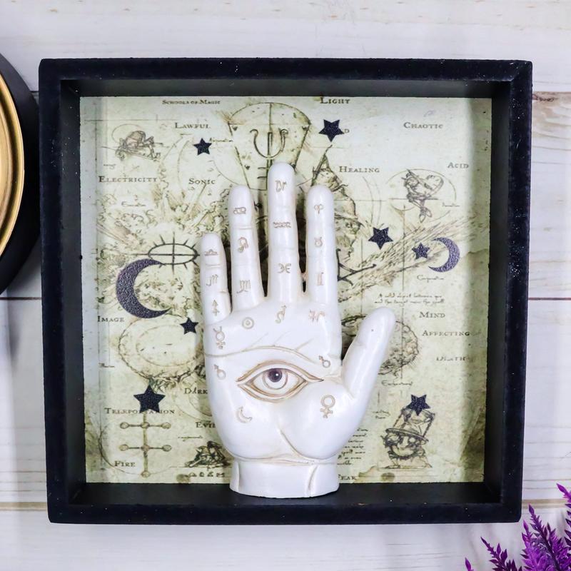 All Seeing Eye Fortune Teller Chirology Palmistry Hand Palm Wall Decor W/ Frame