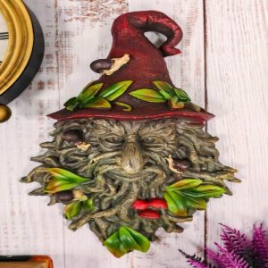 Celtic Toadstool And Snails Greenman With Magical Sorting Hat Wall Decor Plaque