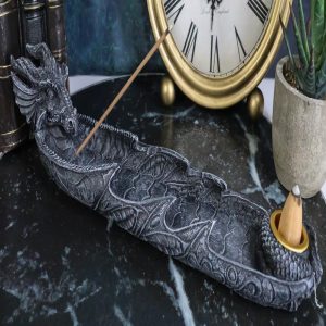 Gothic Gargoyle Dragon Head And Body Incense Burner and Taper Candle Holder