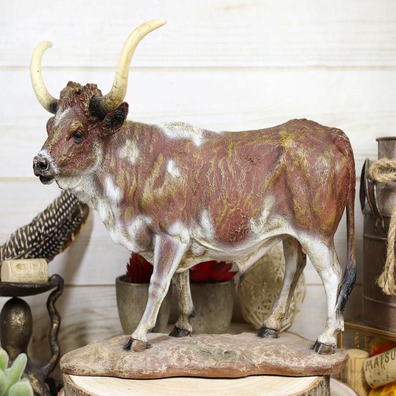 Lifelike North American Texas Longhorn Cattle Cow Steer Collectible Figurine 12"