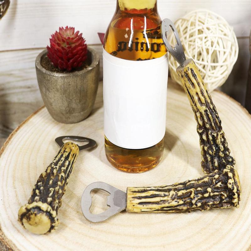 Set of 3 Rustic Western Faux Stag Deer Bone Antler Soda Beer Bottle Cap Openers