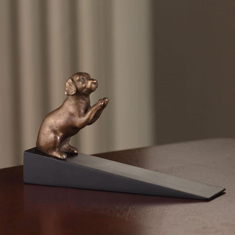 Brass Made Adorable Begging Labrador Retriever Dog Door Stop Stopper Wedge