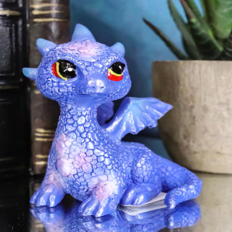 Cloud Blue And Purple Sapphire Baby Dragon Collectible Small Dragon Figurine