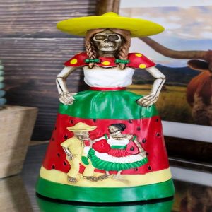Day of The Dead Sandia Senorita Watermelon Garment Lady Skeleton Dancer Figurine