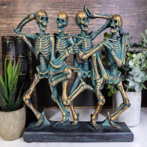 Day of The Dead Whimsical Skeletons Party Dancing Side By Side Macabre Figurine