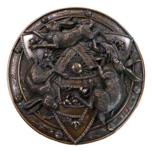 Faux Bronze Triquetra Three Hares Wheel Cycles Of Life Shield Wicca Wall Decor