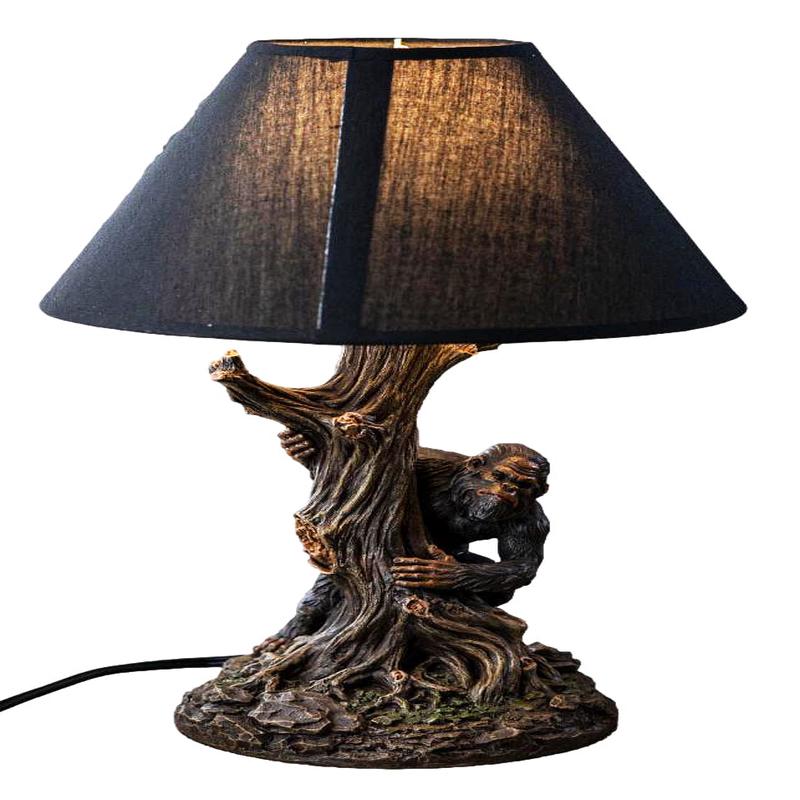 Mythical Creature Sasquatch Big Foot Cryptid Ape by Tree Trunk Table Lamp Decor