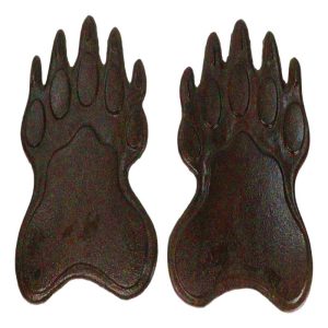 Pack of 2 Cast Iron Grizzly Bear Left and Right Paws Garden Stepping Stones