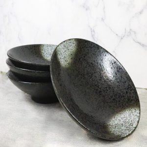 Pack Of 4 Charcoal Grey Tone Hakumu Collection Large Ramen Soup Dinner Bowl 36oz