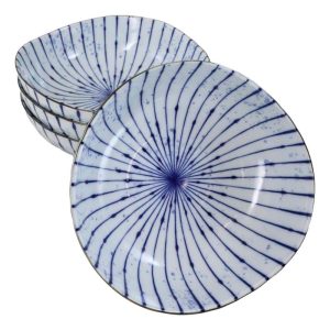Pack Of 4 Fubuki Tokusa Made In Japan Round Flair Deep Plates Shallow Bowls 36oz