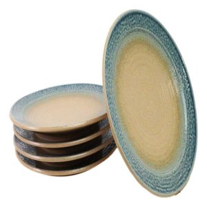 Pack Of 5 Blue River Ao Nagashi Collection Large Round Dinner Plates 10" D