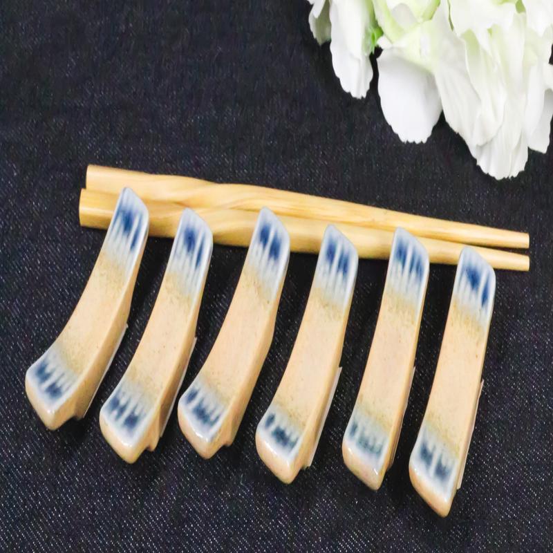 Pack Of 6 Blue River Ao Nagashi Collection Porcelain Chopsticks Hashioki Rest