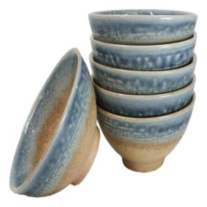 Pack Of 6 Blue River Ao Nagashi Collection Small Rice Soup Appetizer Bowls 10oz