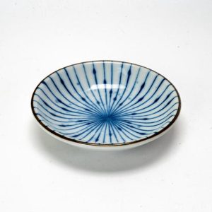 Pack Of 6 Fubuki Tokusa Made In Japan Round Flair Blue Geometry Sauce Dishes