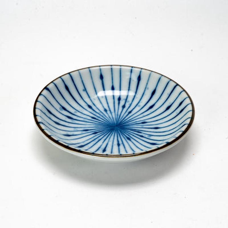 Pack Of 6 Fubuki Tokusa Made In Japan Round Flair Blue Geometry Sauce Dishes