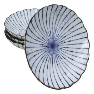Pack Of 6 Fubuki Tokusa Made In Japan Round Flair Deep Plates Shallow Bowls 15oz