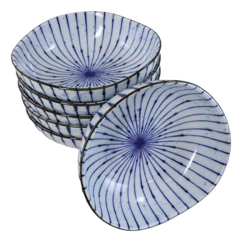 Pack Of 6 Fubuki Tokusa Made In Japan Round Flair Small Shallow Bowls 11oz