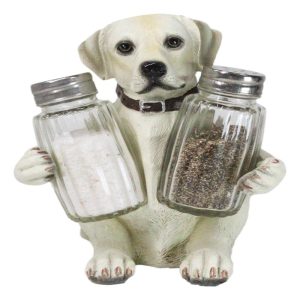Pup And Spice Wide Eyed Cute Labrador Puppy Dog Glass Salt & Pepper Shakers Set