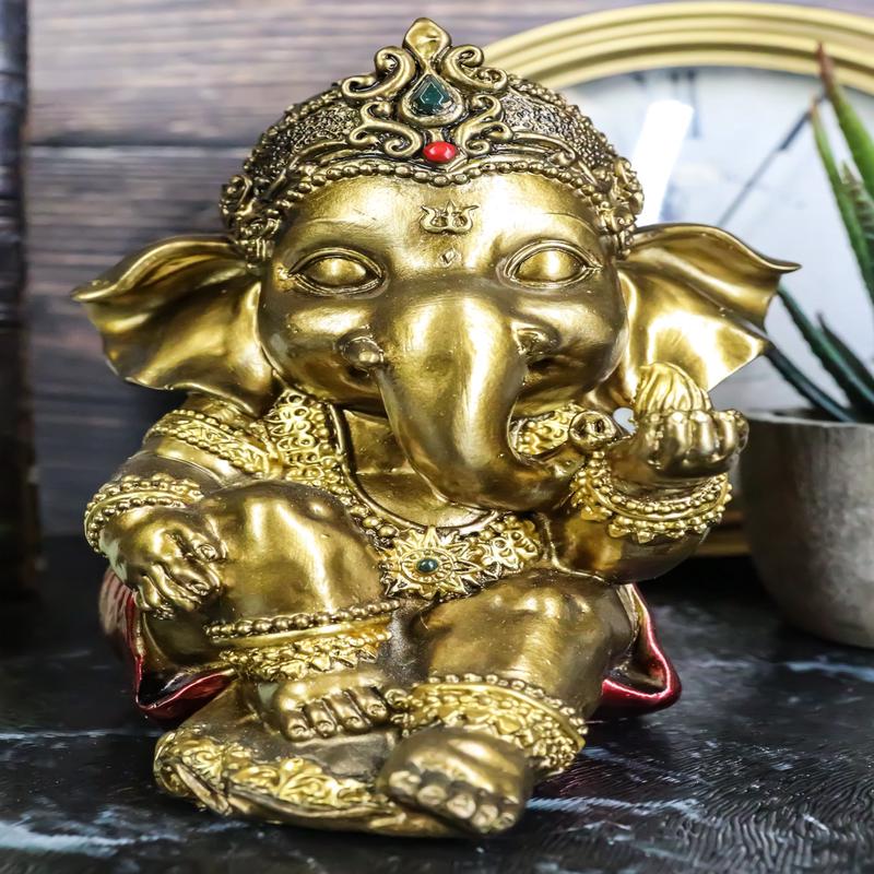 Vastu Hindu Elephant God Baby Ganesha Ganapati With Fire Ember In Hand Figurine