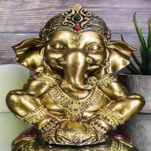 Vastu Hindu Elephant God Baby Ganesha Ganapati With Hands On Cheek Figurine
