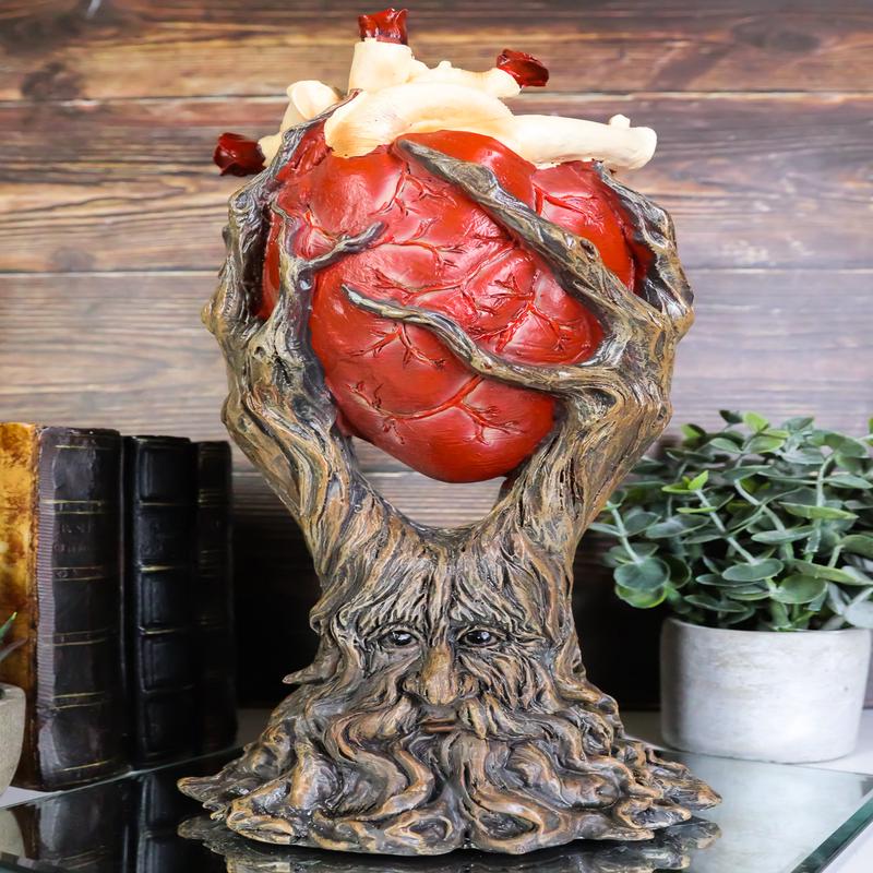 Wicca Spirit God Celtic Greenman Ent Holding Red Human Anatomy Heart Figurine