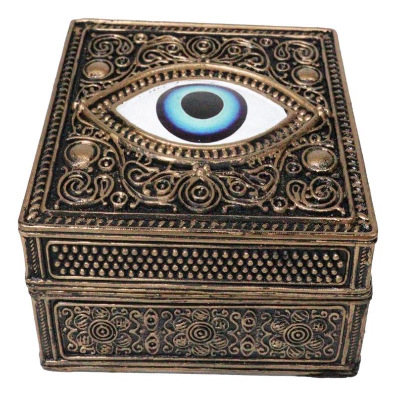 Auspicious Evil Eye Of Providence With Sacred Symbols Square Decorative Box