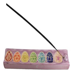 Ceramic Colorful Rainbow 7 Chakra Zone Colors Mandala Flowers Incense Holder