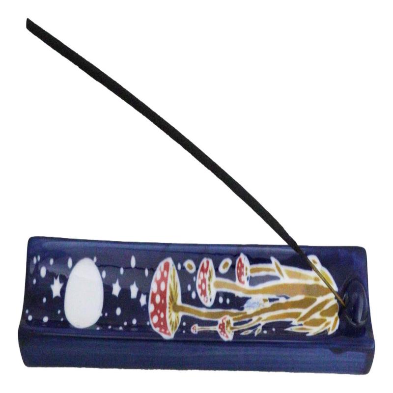 Ceramic Starry Night Moon Toadstool Mushrooms Forest Incense Burner Figurine