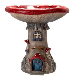 Enchanted Fairy Garden Cottage Inverted Toadstool Mushroom LED House Figurine