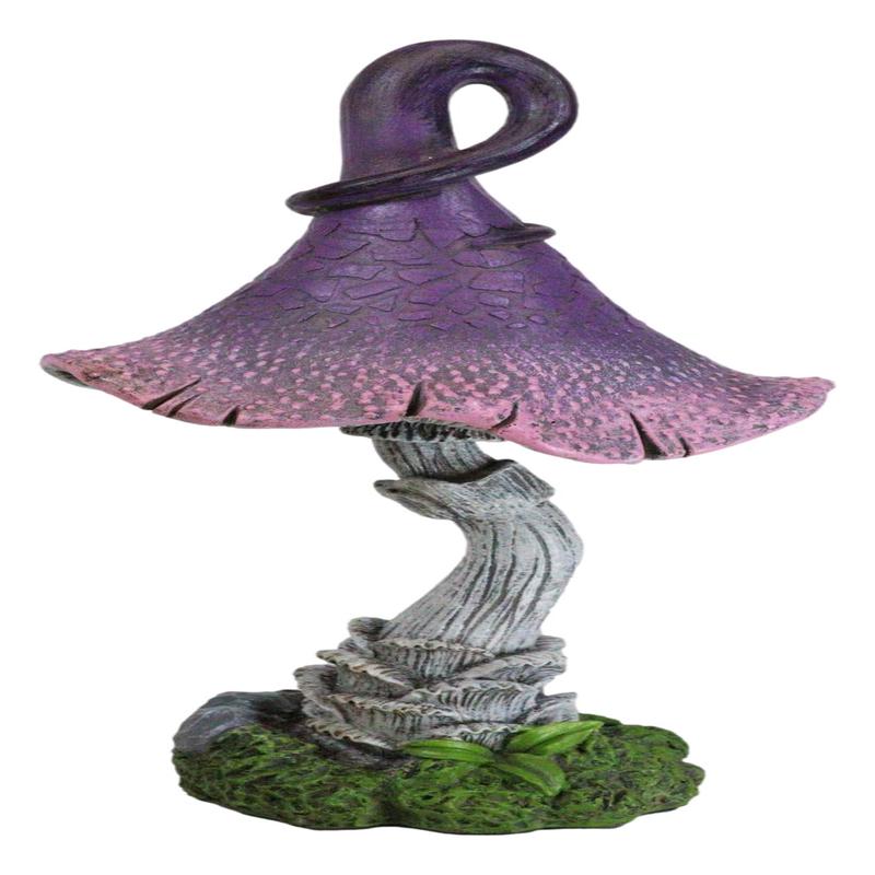 Enchanted Fairy Garden Giant Purple Crooked Toadstool Mushroom Figurine 12"H
