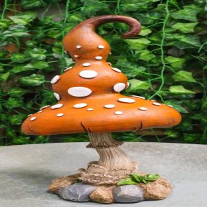 Enchanted Fairy Garden Giant White Spotted Toadstool Mushroom Figurine 13" H
