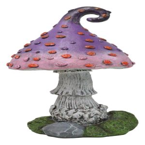 Fairy Garden Giant Spotted Purple Crooked Toadstool Mushroom Figurine 17"H