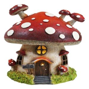 Fairy Garden Giant Toadstool Mushrooms Cottage House With LED Light Figurine