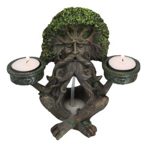 Forest God Greenman Tree Ent Backflow Incense Burner And Candleholders Figurine