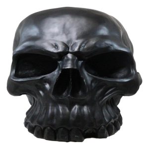Graveyard Gothic Memento Mori Giant Oversized Sinister Black Skull Statue 23"L