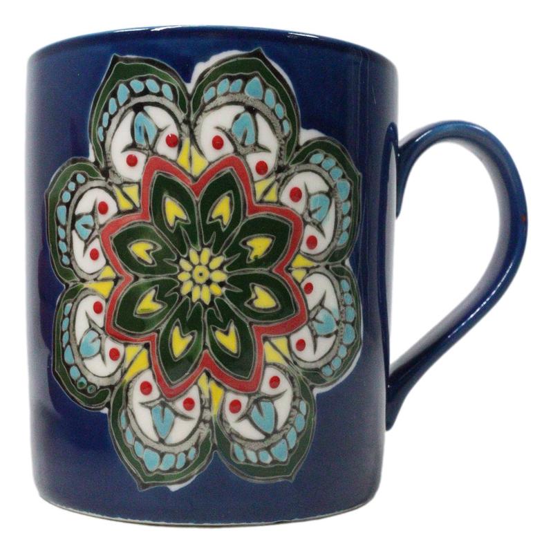 Indigo Ajna Eye Brow Chakra Zen Flower Of Life Mandala Circle Ceramic Mug Cup