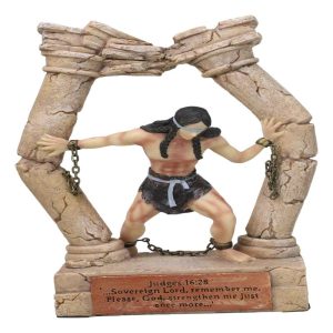 Judeo Christian Book of Judges Samson Last Prayer Tearing Down Pillars Figurine