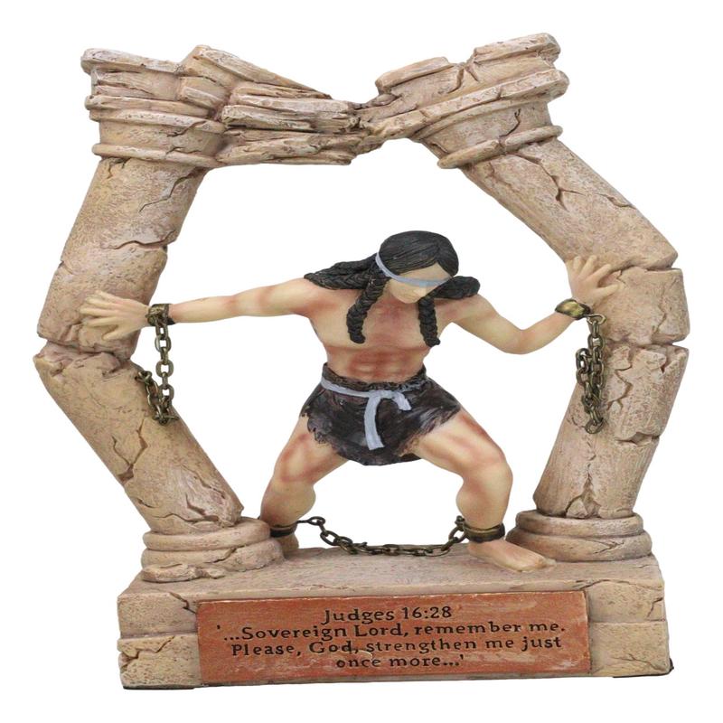 Judeo Christian Book of Judges Samson Last Prayer Tearing Down Pillars Figurine