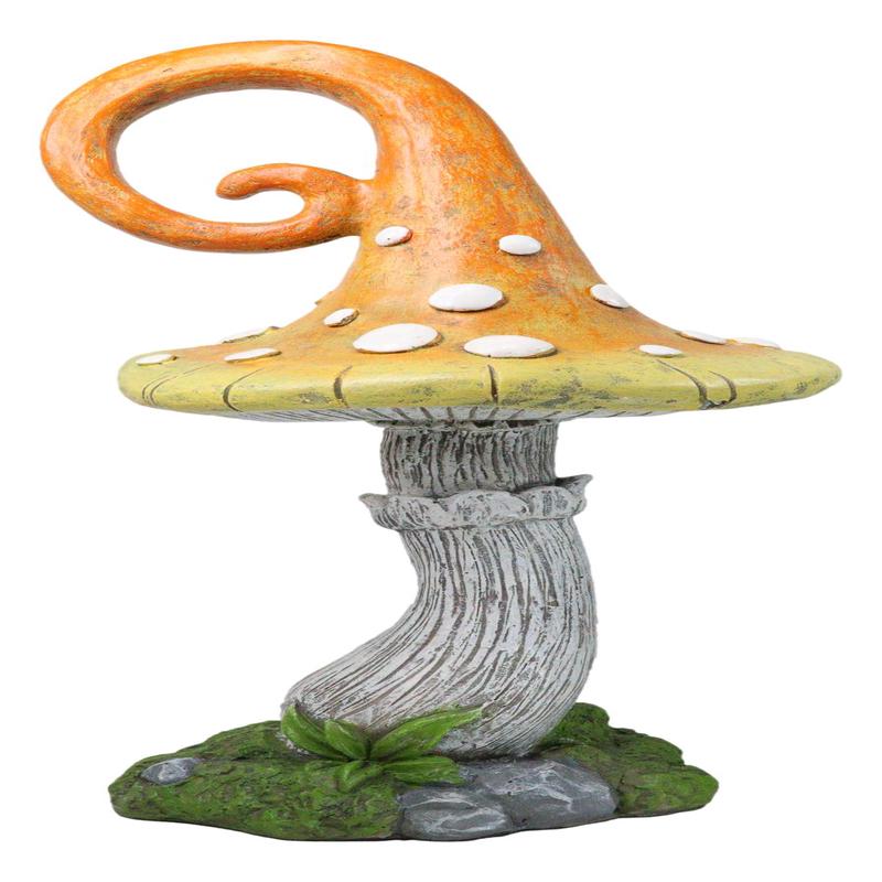 Large Fairy Garden Orange Meringue Crooked Toadstool Mushroom Figurine 23"H