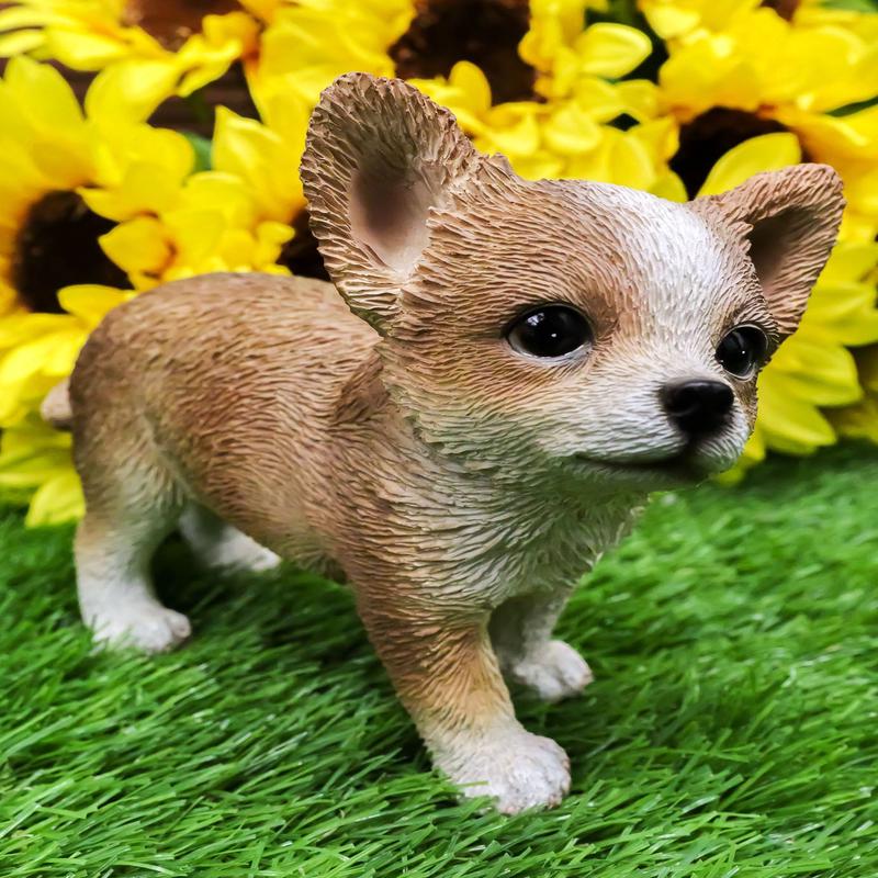 Lifelike Adorable Shorthair Deer Head Chihuahua Puppy Dog Figurine Pet Pal