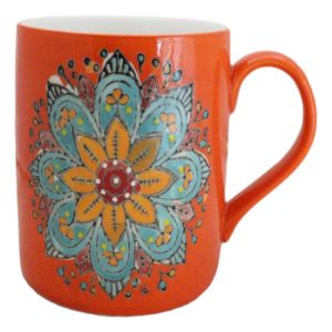 Orange Svadhishthana Sacral Chakra Zen Flower Of Life Mandala Circle Ceramic Mug