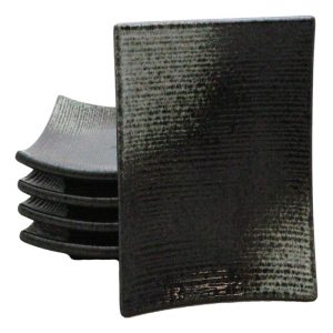 Pack Of 5 Charcoal Grey Hakumu Collection Square Appetizer Dessert Salad Plates