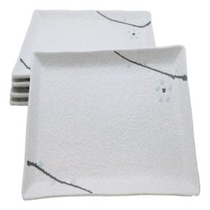 Pack Of 5 Yukino Hana Ceramic Collection Rectangular Sushi Plates 7.75" L