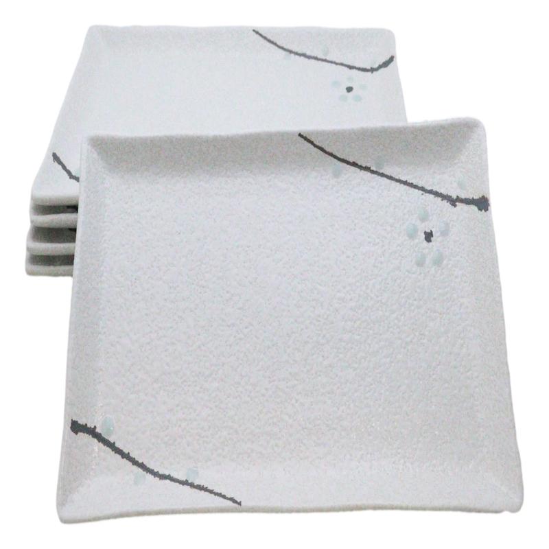 Pack Of 5 Yukino Hana Ceramic Collection Rectangular Sushi Plates 7.75" L