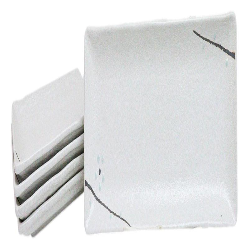 Pack Of 5 Yukino Hana Collection Ceramic Rectangular Serving Platter 14" Long