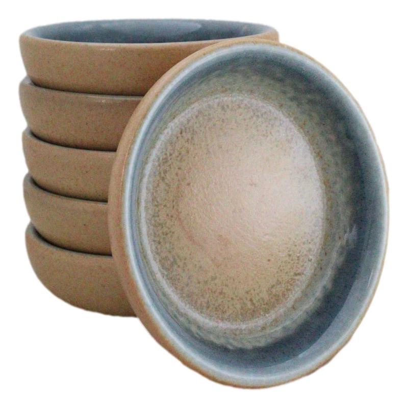 Pack Of 6 Ceramic Ao Nagashi Soy Sauce Oil Condiment Round Dishes Bowls 1.5Oz