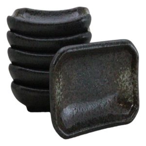 Pack Of 6 Ceramic Grey Hakumu Soy Sauce Oil Condiment Rectangular Dishes 2oz