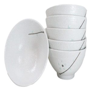 Pack Of 6 Ceramic Yukino Hana Collection Small Rice Soup Appetizer Bowls 10oz