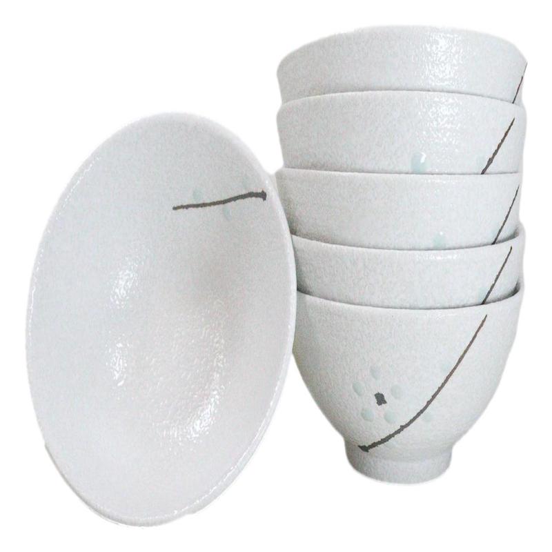 Pack Of 6 Ceramic Yukino Hana Collection Small Rice Soup Appetizer Bowls 10oz